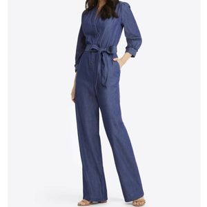 NWT draper James tie waist jumpsuit in chambray